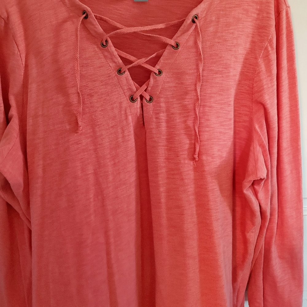 Old Navy Salmon Lace-up Top